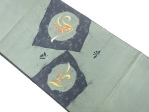 丸文に抽象花模様織出し名古屋帯